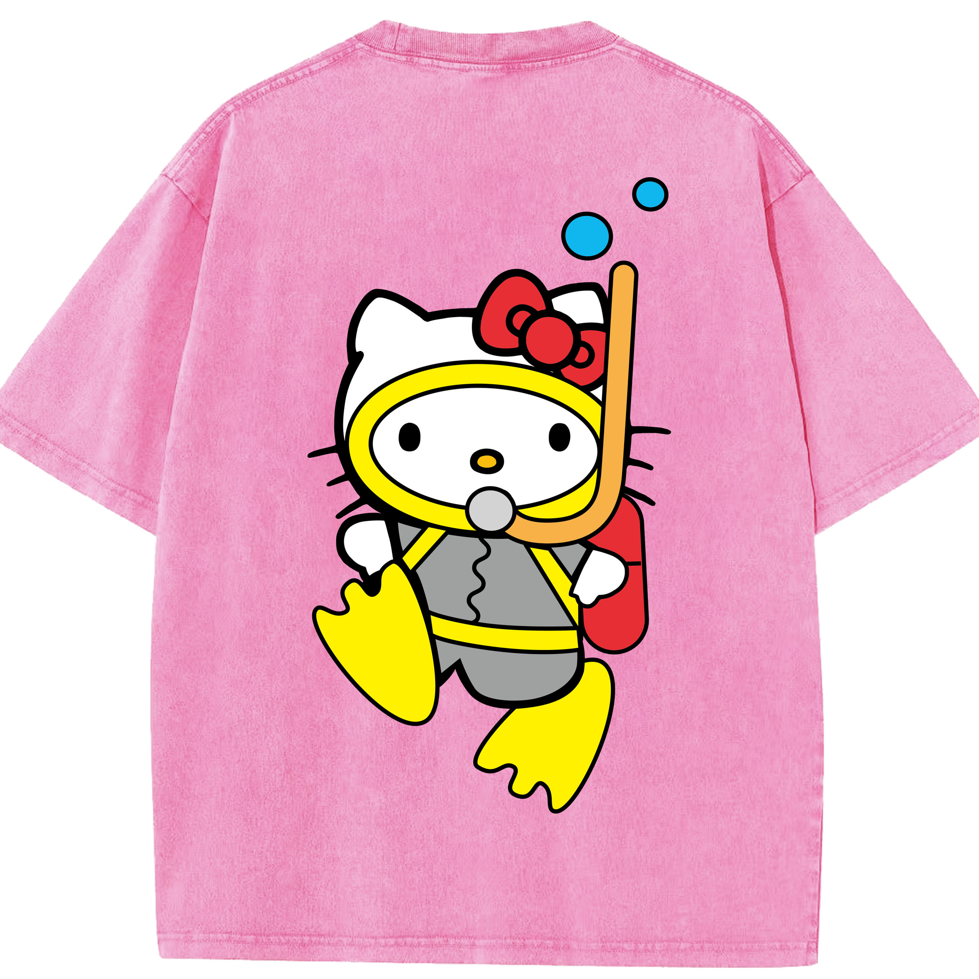 （画像用） Hello Kitty ハローキティ 綿100% ヴィンテージ風 半袖Tシャツ（背面プリント）